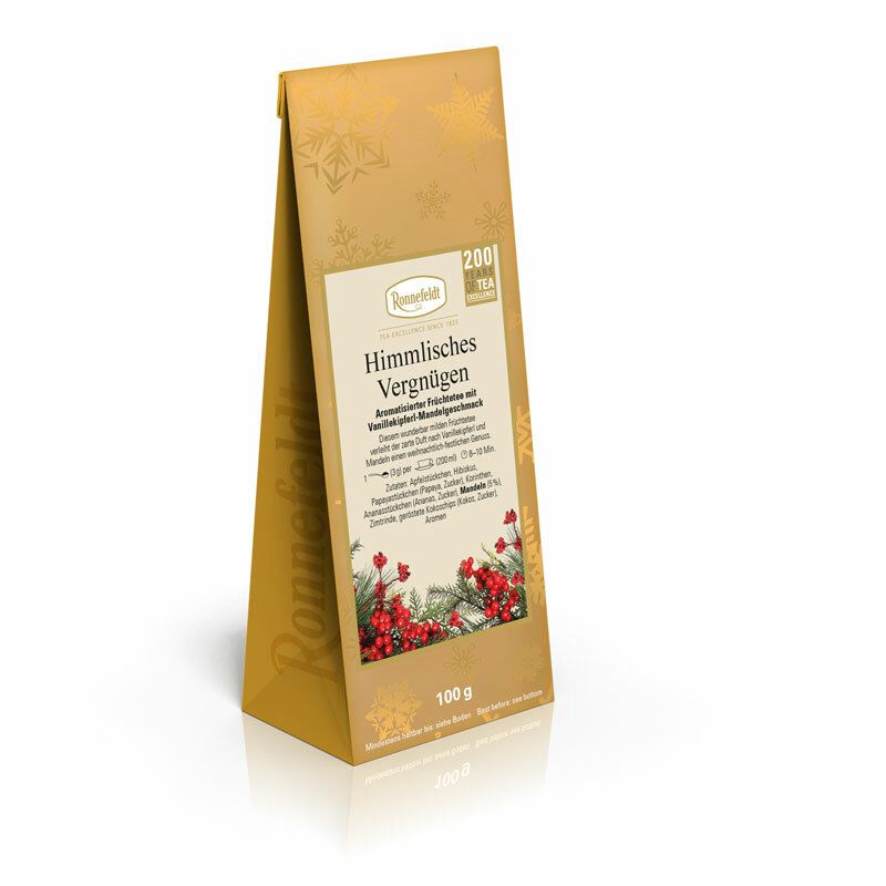 Ronnefeldt - Himmlisches Vergnügen - Aromatisierter Früchtetee mit Vanillekipferl-Mandelgeschmack -