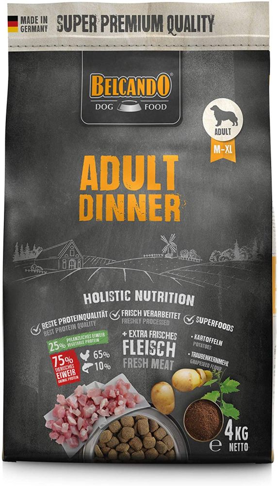 Belcando Adult Dinner Hundefutter 4kg | Trockenfutter für Hunde | Alleinfuttermittel für ausgewachse