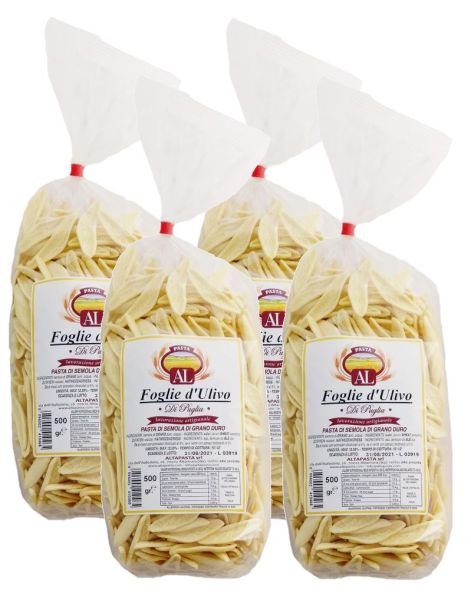 Frische Foglie d'Ulivo Nudeln aus Italien 4 x 500g – trafila in bronzo - Olivenblatt Nudeln
