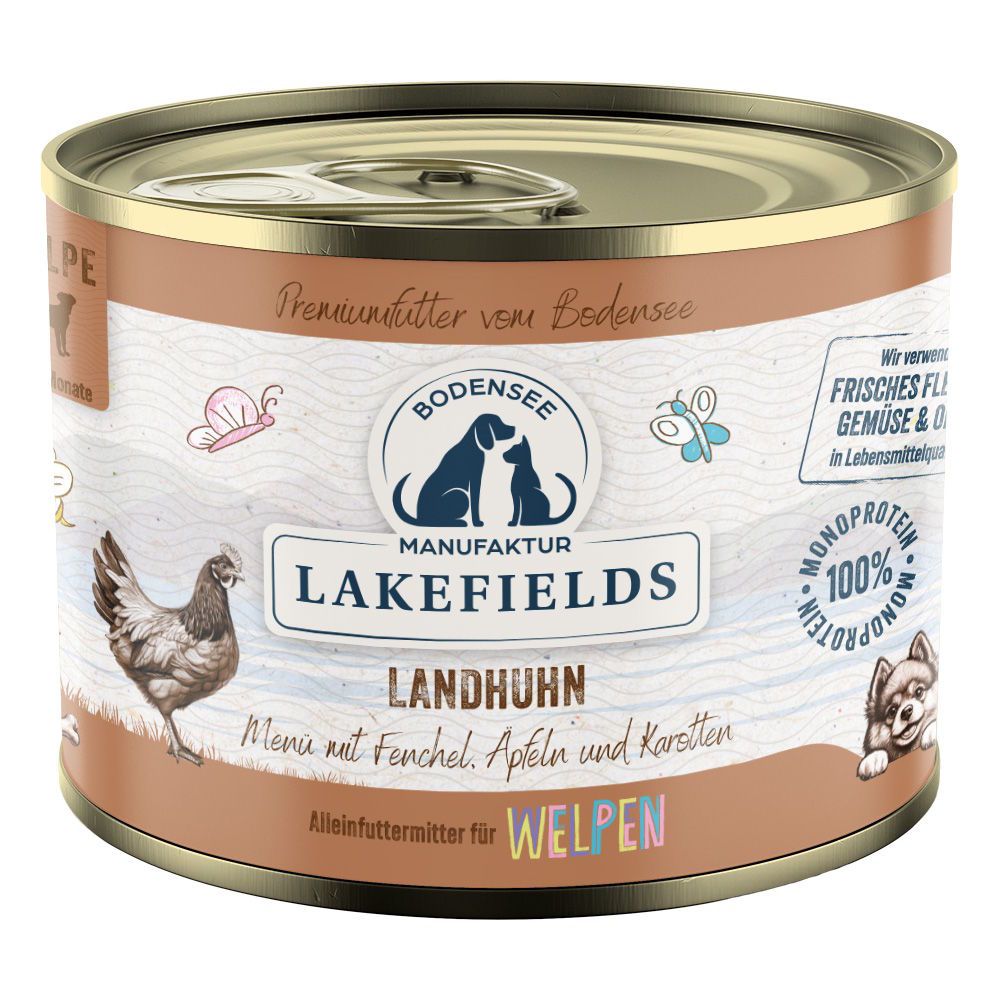 LAKEFIELDS MANUFAKTUR WELPEN Nassfutter MENÜ HUHN 61% Fleischanteil für Baby Hunde