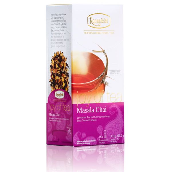 Ronnefeldt Masala Chai "Joy of Tea" - Schwarzer Tee mit Gewürzmischung, 15 Teebeutel, 64.5 g
