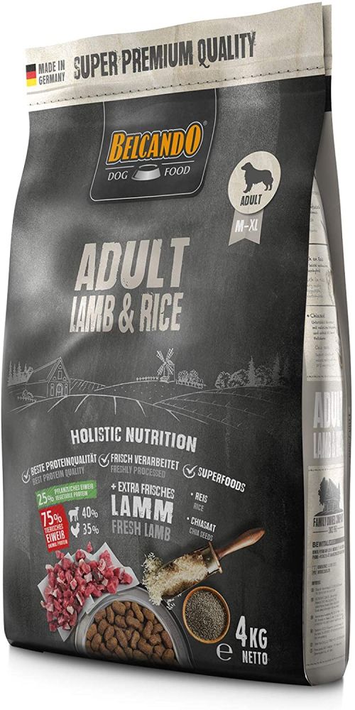 Belcando Adult Lamb & Rice Hundefutter 4kg | Trockenfutter für empfindliche Hunde | Alleinfuttermitt