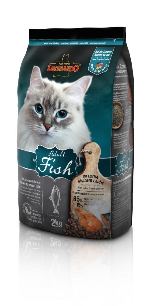 Katzen Trockenfutter - Adult Fish mit Fisch & Reis 2Kg - Leonardo Katzenfutter - leichtverdaulich