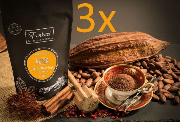 Trinkschokolade Aztek 3x Tonka & Vanille 200g | Kakao Natur aus kräftigem Edelkakao aus Panama 