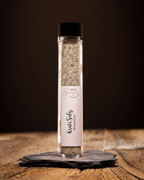 Kräutersalz aus Kräutermischung 110g - Vom Bodensee - Handgefertigtes Kräuter salz veredelt mit Kräutern