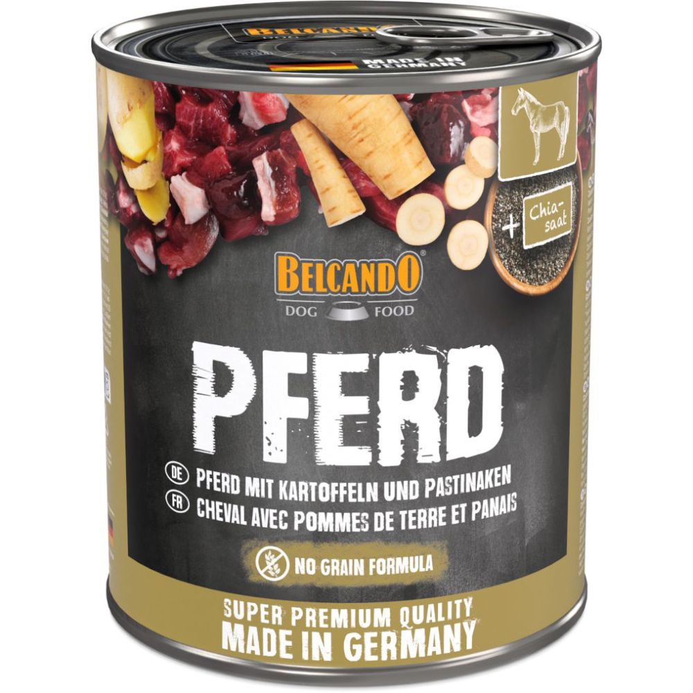 Belcando Premium Dose [6x800g Pferd mit Kartoffel] | Nassfutter für Hunde | Alleinfutter aus der Dos