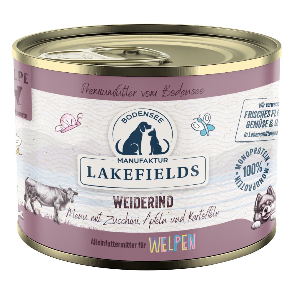 LAKEFIELDS MANUFAKTUR WELPEN Nassfutter MENÜ RIND 61% Fleischanteil für Baby Hunde