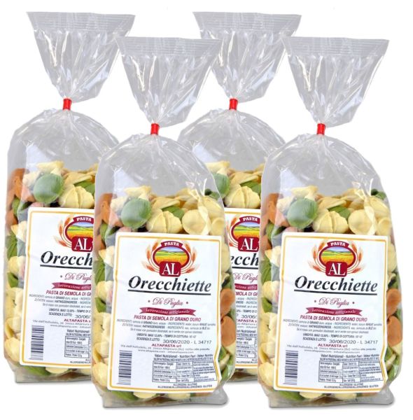 Frische Orecchiette Tricolor Nudeln aus Italien 4 x 500g - Orecchiette – trafila in bronzo