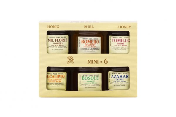 6 Honigsorten aus Spanien im Mini Probierset - beste Qualität - reines Naturprodukt - 6 x 40 g 