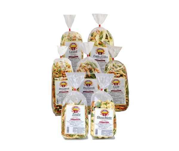 Nudel Paket Tricolor 7x 500g - 3,5 Kg Nudeln original und traditionell aus Italien - trafila in bronzo