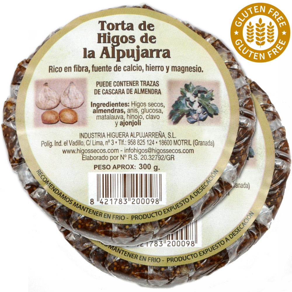 Original spanisches Feigenbrot mit Mandeln- 100 % natürlich- Glutenfrei und Vegan - rund - 2 x 300 g