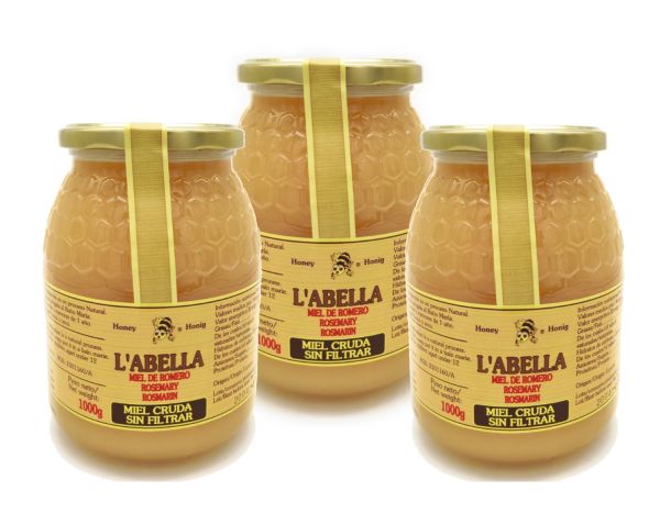 RAW Rosmarinhonig aus Spanien - 3x 1Kg Ungefilterte Premium Qualität - reines Naturprodukt - kaltges