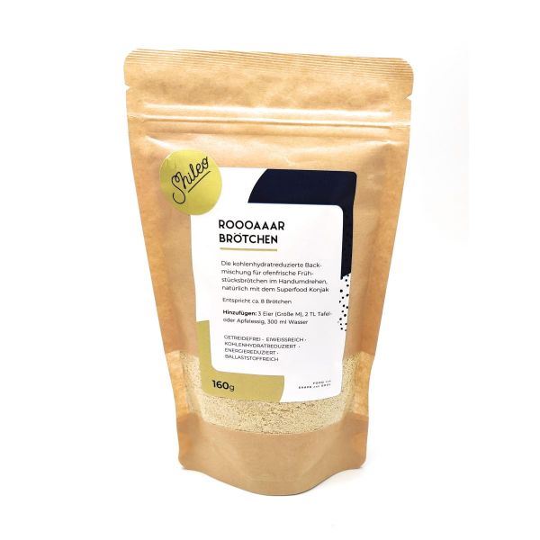 Shileo Low-Carb Backmischung für ofenfrische Konjakbrötchen mit Konjak-Glucomannan, schnell und einf