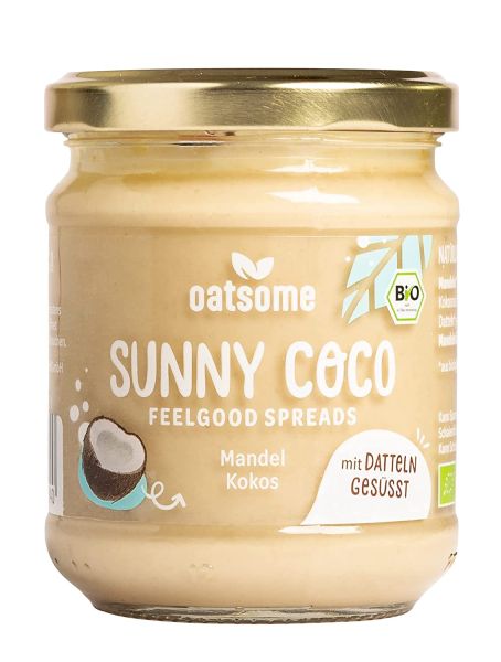Oatsome Sunny Coco Kokos/Mandelmus - Frühstück Brotaufstrich, vegan, zuckerfrei, 100% natürlich