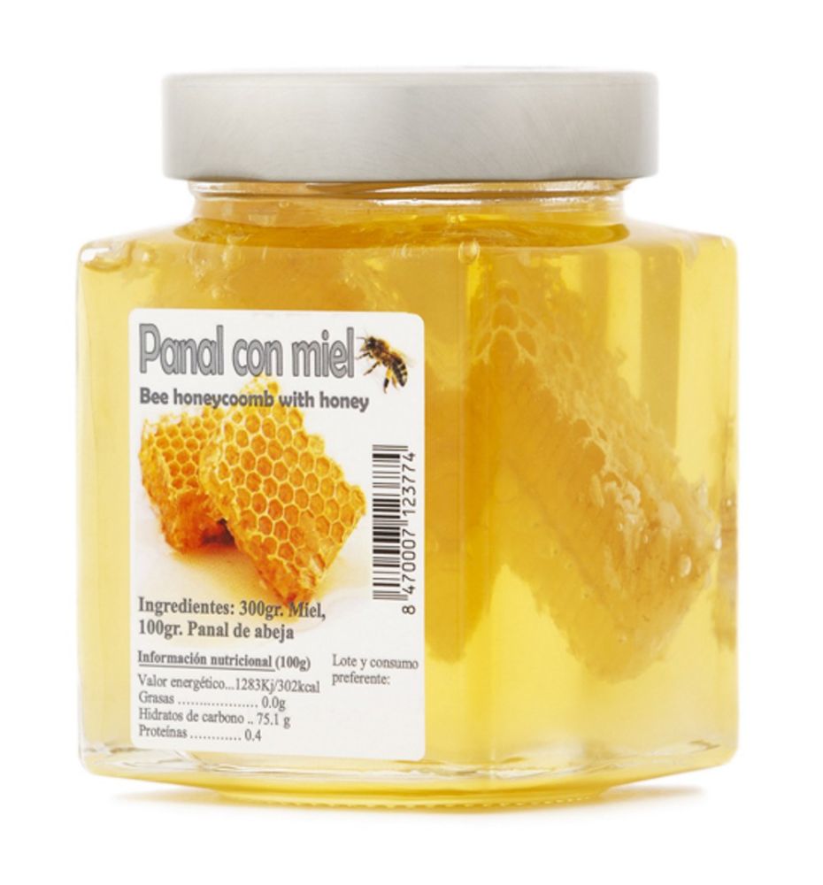 Spanischer Wabenhonig mit Bienenwabe - besonderes Geschmackserlebnis in Premiumqualität - 450 g Glas