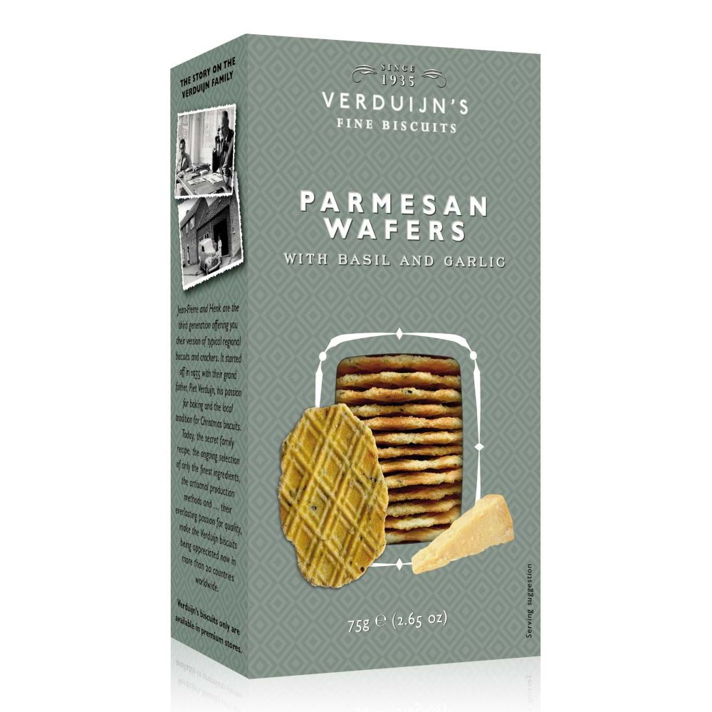 VERDUIJN'S - Käse Waffeln mit Parmesan und Basilikum aus der Niederlande - Holländische Waffeln 75 g