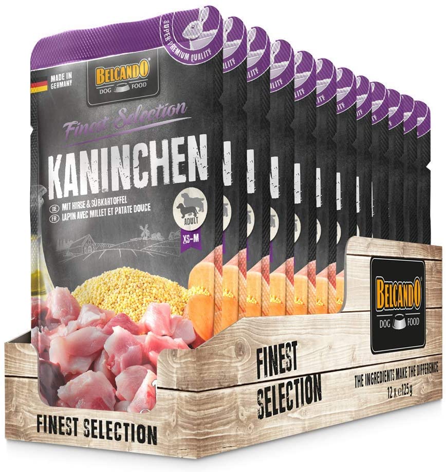 Belcando Frischebeutel [12x125g Kaninchen mit Hirse & Skartoffel] |  Nassfutter fr Hunde | Feuchtfutter Alleinfutter im Einzelportionsbeutel |  OutdoorKult