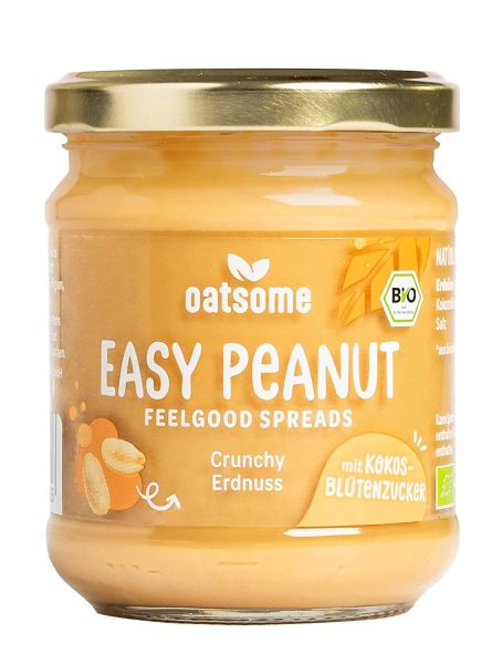 Oatsome Easy Peanut Erdnussmus - Frühstück Brotaufstrich, vegan, zuckerfrei, 100% natürlich