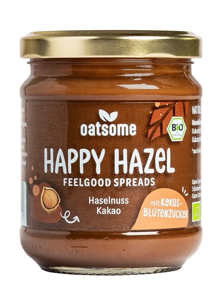 Oatsome Happy Hazel Haselnussmus - Frühstück Brotaufstrich, vegan, zuckerfrei, 100% natürlich