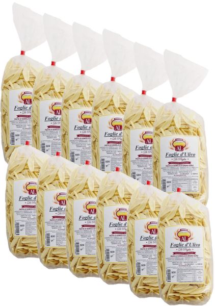 Frische Foglie d'Ulivo Nudeln aus Italien 12 x 500g – trafila in bronzo - Olivenblatt Nudeln