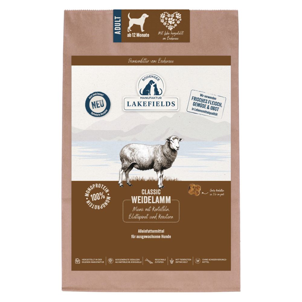 Lakefields Premium Trockenfleisch-Menü Lammfleisch mit Kartoffeln Blattspinat Kräuter