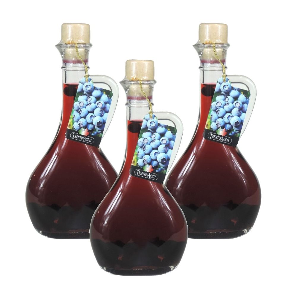 Blaubeeressig - Weißweinessig mit Aroma - Blaubeer Essig aus Italien - TrentinAcetia - 3x 250 ml