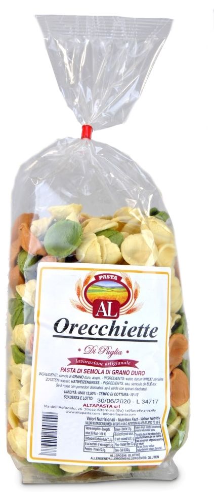 Frische Orecchiette Tricolor Nudeln aus Italien 500g - Orecchiette – trafila in bronzo