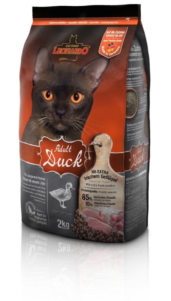 Katzen Trockenfutter - Adult Duck mit Ente & Reis 2Kg - Leonardo Katzenfutter - leichtverdaulich