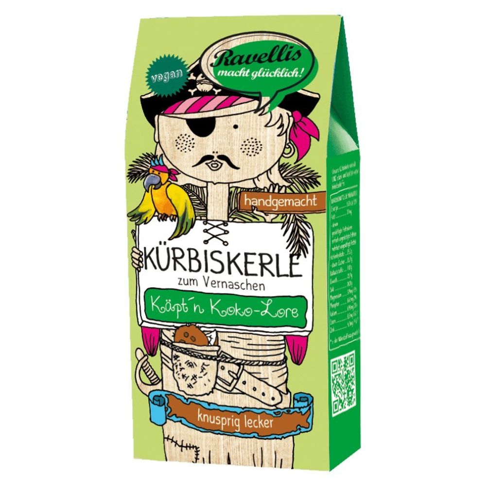 Ravellis Kürbiskerne in dunkler Schokolade mit Kokos (80 g) - Bio