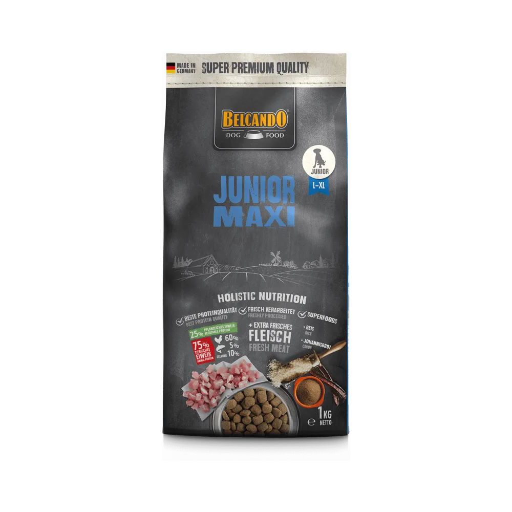 Hunde Trockenfutter - Junior Maxi mit Geflügel und Reis 1kg - Belcando Hundefutter - leichtverdaulic