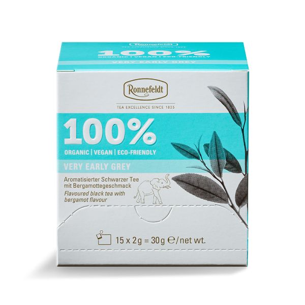Ronnefeldt 100% Very Early Grey - BIO Aromatisierter Schwarzer Tee, 15 Teebeutel à 2 g, 30 g | Organ