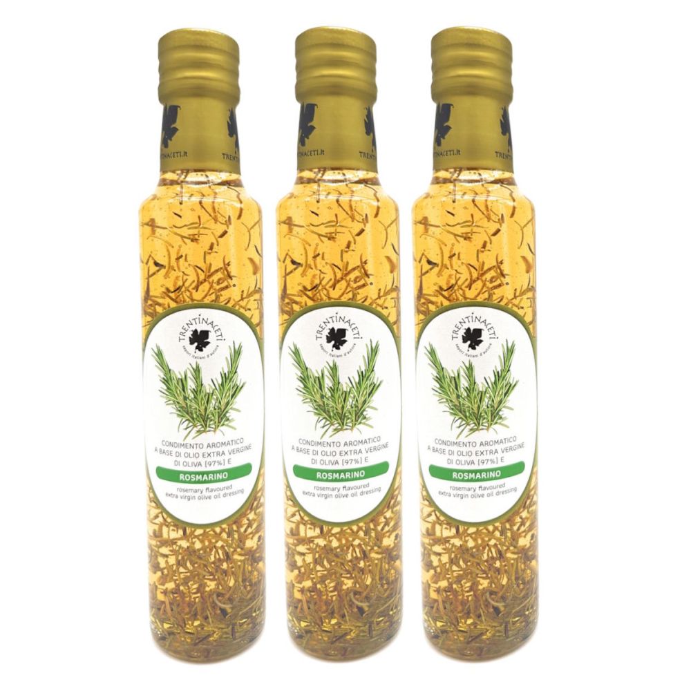 TrentinAceti - Extra Natives Olivenöl mit natürlichen Rosmarinaroma aus Italien - 3x 250 ml
