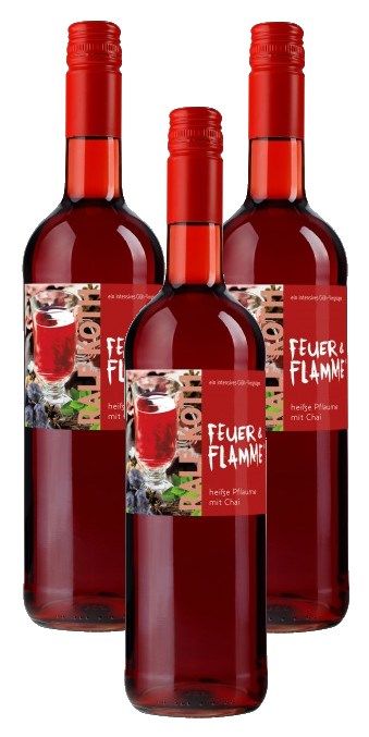 Glühwein Heiße Pflaume mit Chai 3x 0,75l - Feuer & Flamme - Prämiert aus Deutschland
