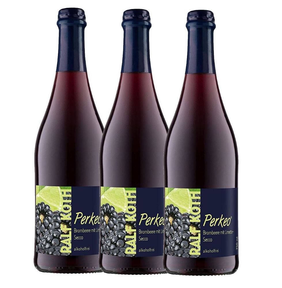 Brombeer mit Limette-Secco 3x 0,75l - alkoholfrei - Perkeo - Prämiert aus Deutschland