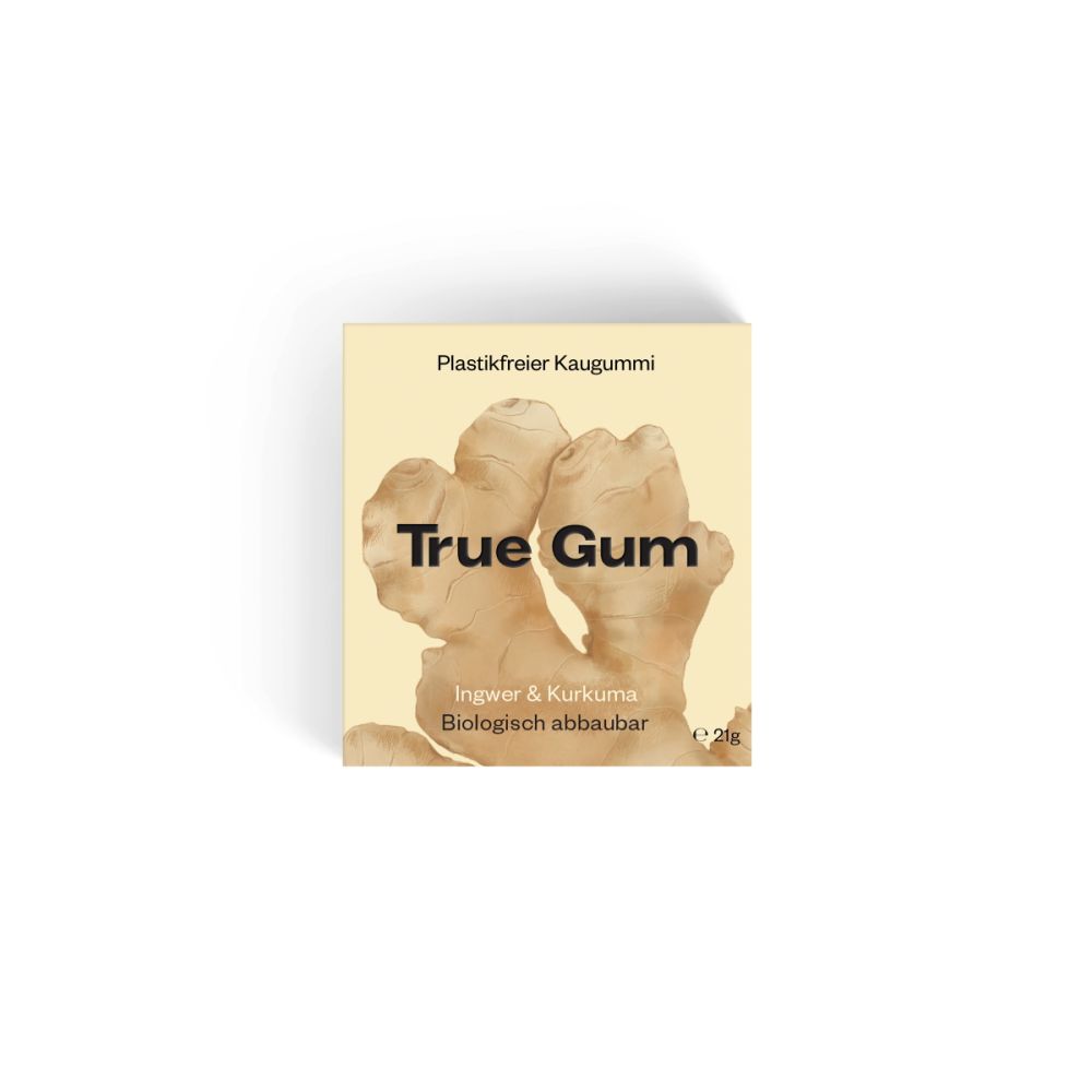 True Gum - Plastikfreie Kaugummi - Ingwer & Kurkuma - 100% Biologisch abbaubar