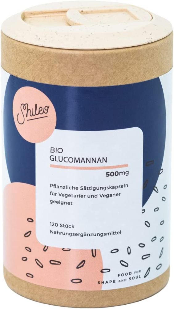 Shileo Bio Glucomannan Kapseln aus der Konjakwurzel – 120 Kapseln 3000mg je Tagesdosis