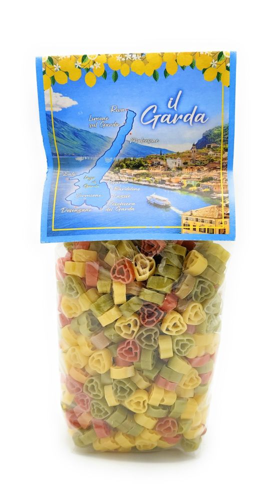 LA TRAFILATA Cuoricini tricolore "Il Garda" - Nudeln in Herzform 500g