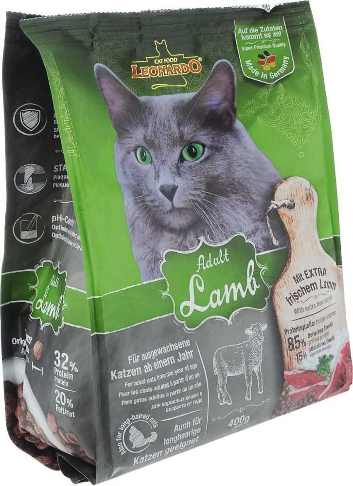 Katzen Trockenfutter - Adult Lamb mit Lamm und Reis 400g - Leonardo Katzenfutter - leichtverdaulich