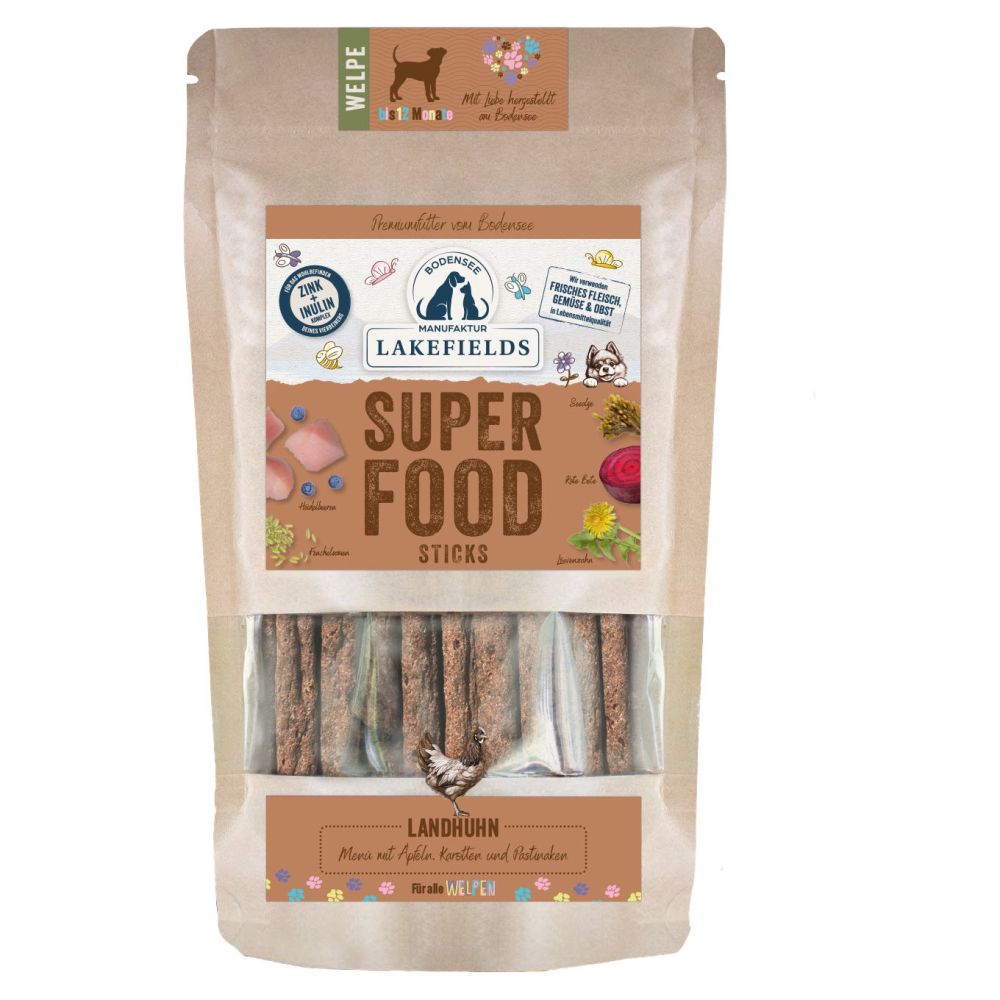 LAKEFIELDS SUPERFOOD Premium STICKS vom Landhuhn für Welpen 130g