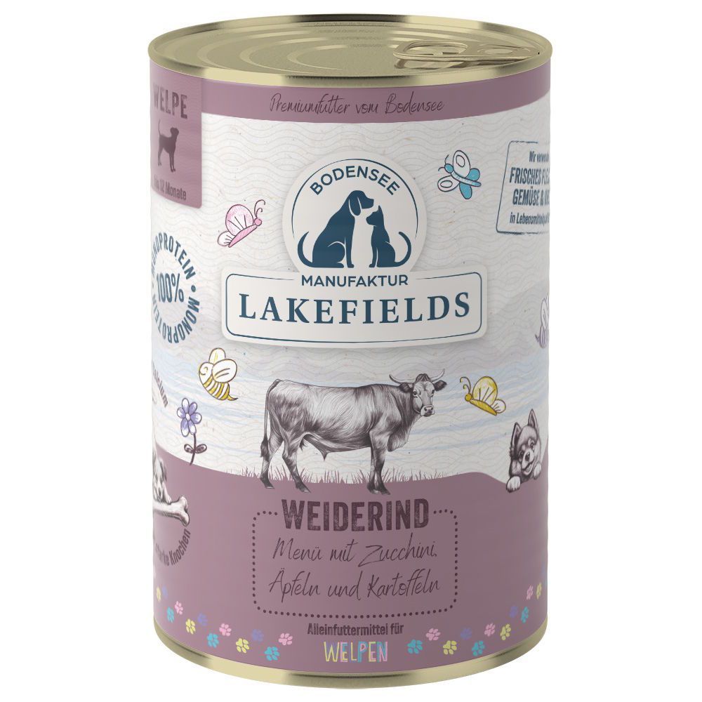 LAKEFIELDS MANUFAKTUR WELPEN Nassfutter MENÜ RIND 61% Fleischanteil für Baby Hunde