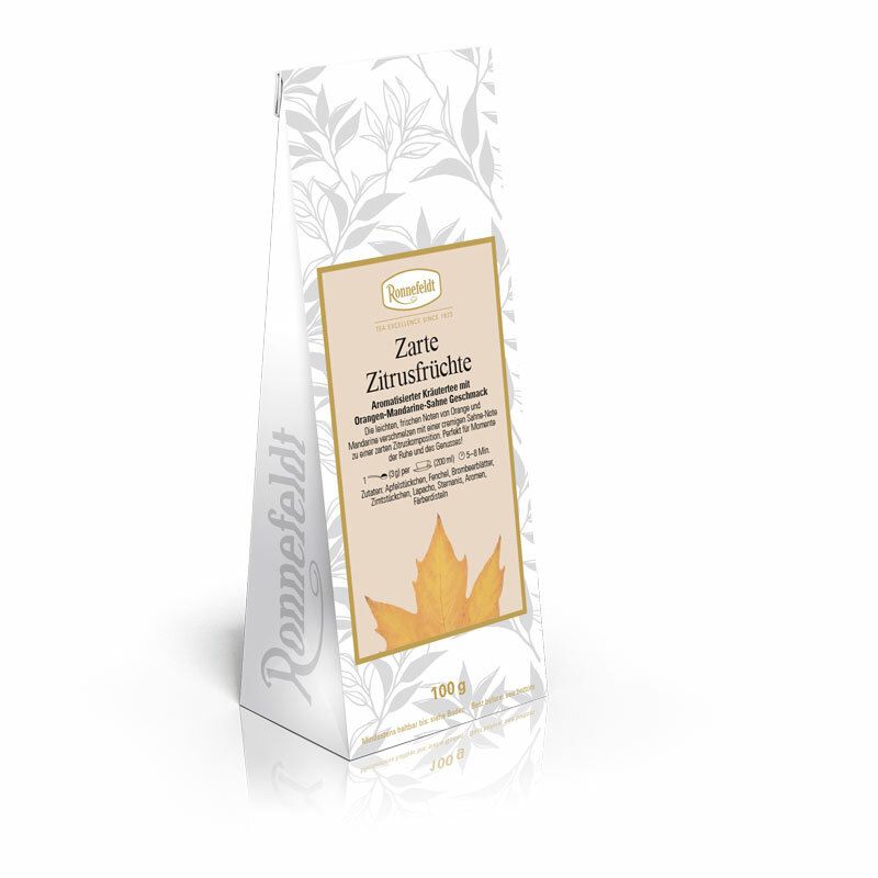 Ronnefeldt - Zarte Zitrusfrüchte - Aromatisierter Kräutertee mit Orangen-Mandarine-Sahne Geschmack -