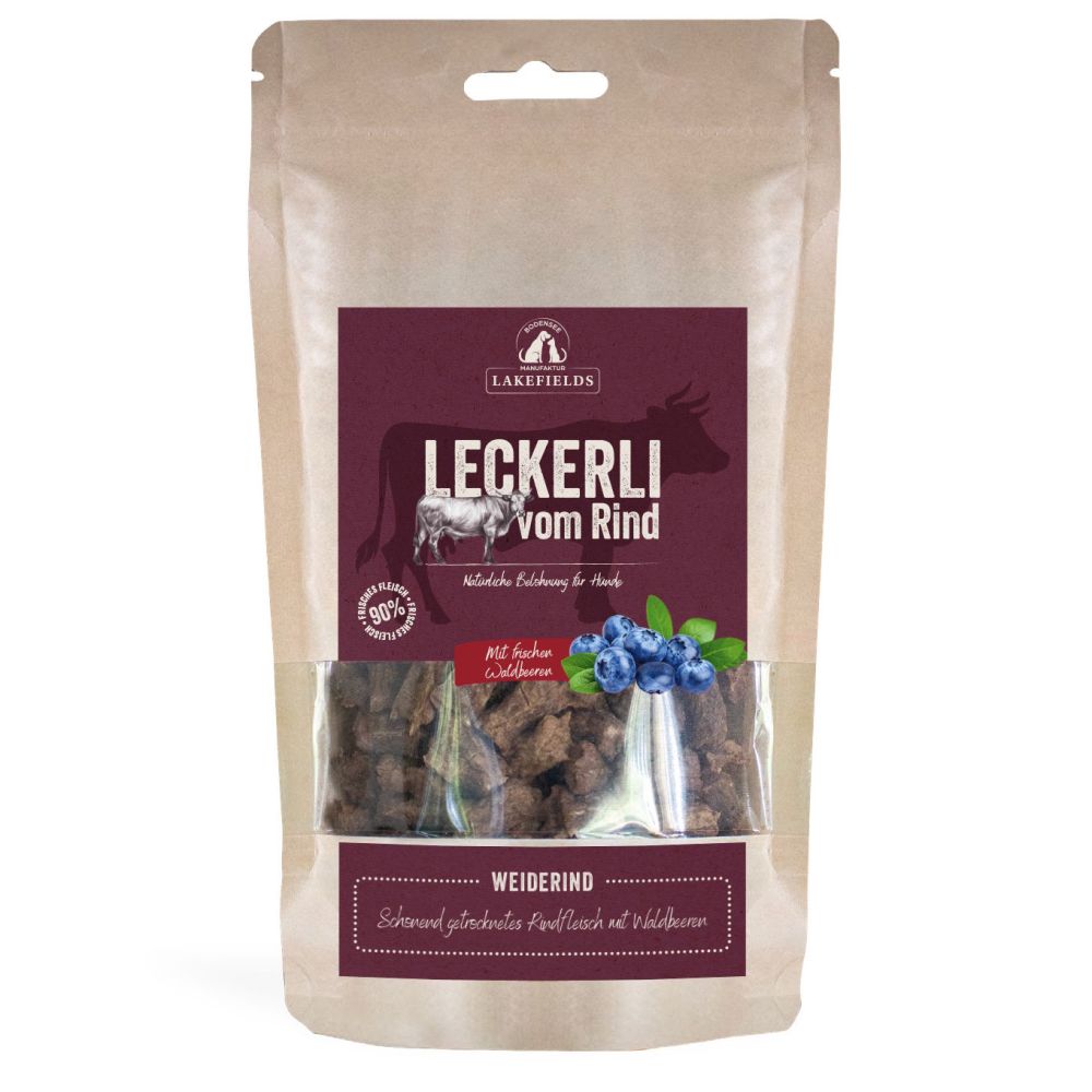 LAKEFIELDS MANUFAKTUR Snacks Trockenfleisch Leckerlei Weiderind 150g