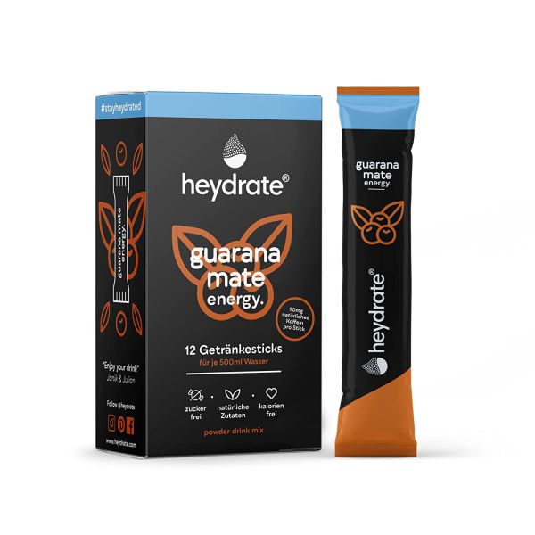 heydrate Energy Pulver mit natürlichem Koffein ohne Zucker | Langanhaltende Wirkung durch Guarana Ma