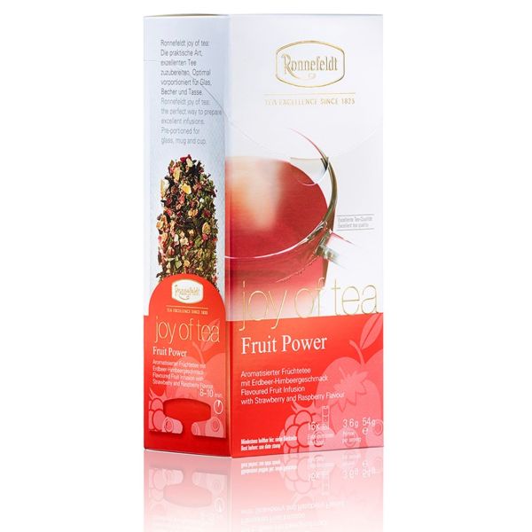 Ronnefeldt Fruit Power "Joy of Tea" - Früchtetee mit Erdbeer-Himbeergeschmack, 15 Teebeutel, 54 g Ronnefeldt Fruit Power "Joy of Tea" - Früchtetee mit Erdbeer-Himbeergeschmack, 15 Teebeutel, 54 g