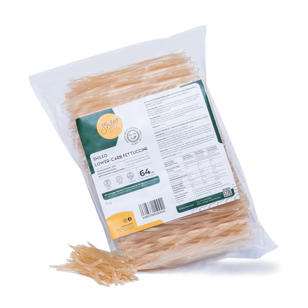 Shileo Lower-Carb Fettuccine aus Konjak 240g | Getrocknete Nudeln anstatt eingelegt