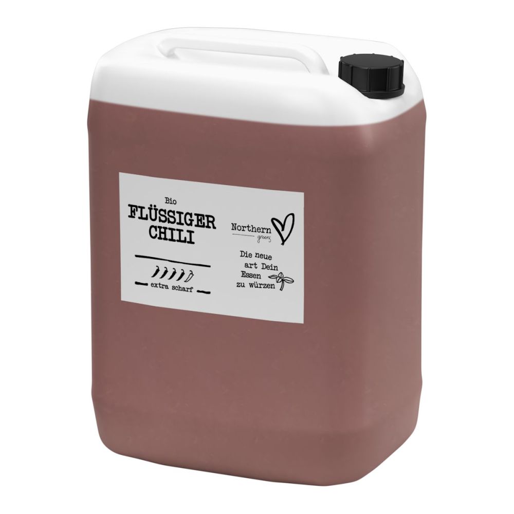 Northern Greens - Flüssiger Chili EXTRA SCHARF, Bio zum würzen 10L Kanister für Großverbraucher und