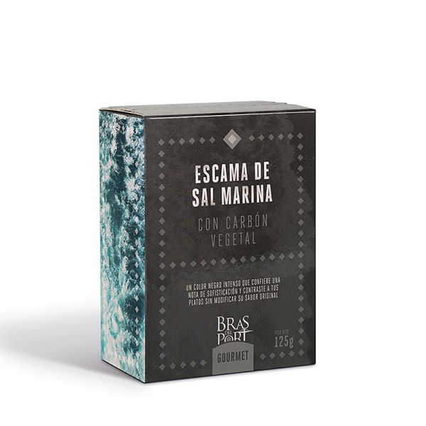 Meersalz Flocken - Flor de Sal - Fleur de Sel - aus Spanien - mit Aktivkohle- 100 % natürlich- 125 g